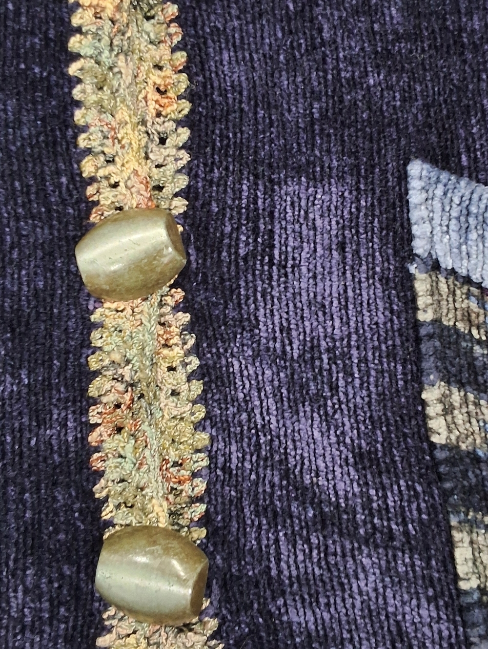 Ani Barrie~Womens VTG Multicolor Velvet Cardigan~Whimsical Purple Blue~Teacher~S - Picture 4 of 8